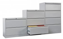 Go Steel Lateral Filing Cabinets. 900 Wide. 2 Dr, 3 Dr, 4 Dr Units. White China Or Black Satin